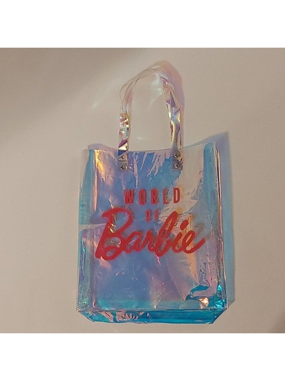 World of Barbie TOUR Tote Bag NWT Iridescent Pink Shopper Tote Holographic